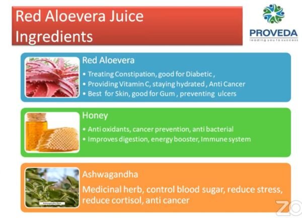 Proveda Nutricio Wellness Red Aloe Vera Juice with Honey and Ashwagandha - 1000 ML  - Image 10