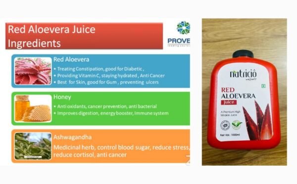 Proveda Nutricio Red Aloe Vera packwith Ashwagandha – 1000ml | Detox, Immunity Booster and Stress Relief | Herbal Health formula for Energy & Digestion - Image 8
