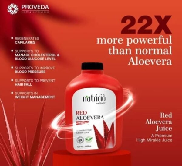 Proveda Nutricio Red Aloe Vera packwith Ashwagandha – 1000ml | Detox, Immunity Booster and Stress Relief | Herbal Health formula for Energy & Digestion - Image 9