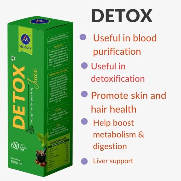 Vedalex Ayurvedic Detox Juice Sugar Free Lever Detox Juice (Pack of 1000ml) - Image 5
