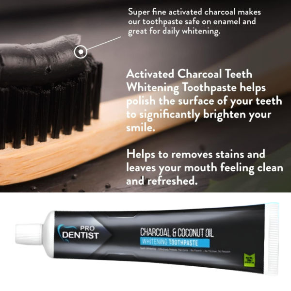 Pro Dentist Charcoal Toothpaste with Coconut Oil | Natural Teeth Whitening Toothpaste – Pack of 2 (100g each) | Plaque Removal, Cavity Protection, Herbal Oral Care Formula | Fluoride-Free, Triclosan-Free, Peroxide-Free - Image 9