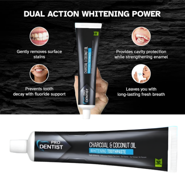 Pro Dentist Charcoal Toothpaste with Coconut Oil | Natural Teeth Whitening Toothpaste – Pack of 2 (100g each) | Plaque Removal, Cavity Protection, Herbal Oral Care Formula | Fluoride-Free, Triclosan-Free, Peroxide-Free - Image 10